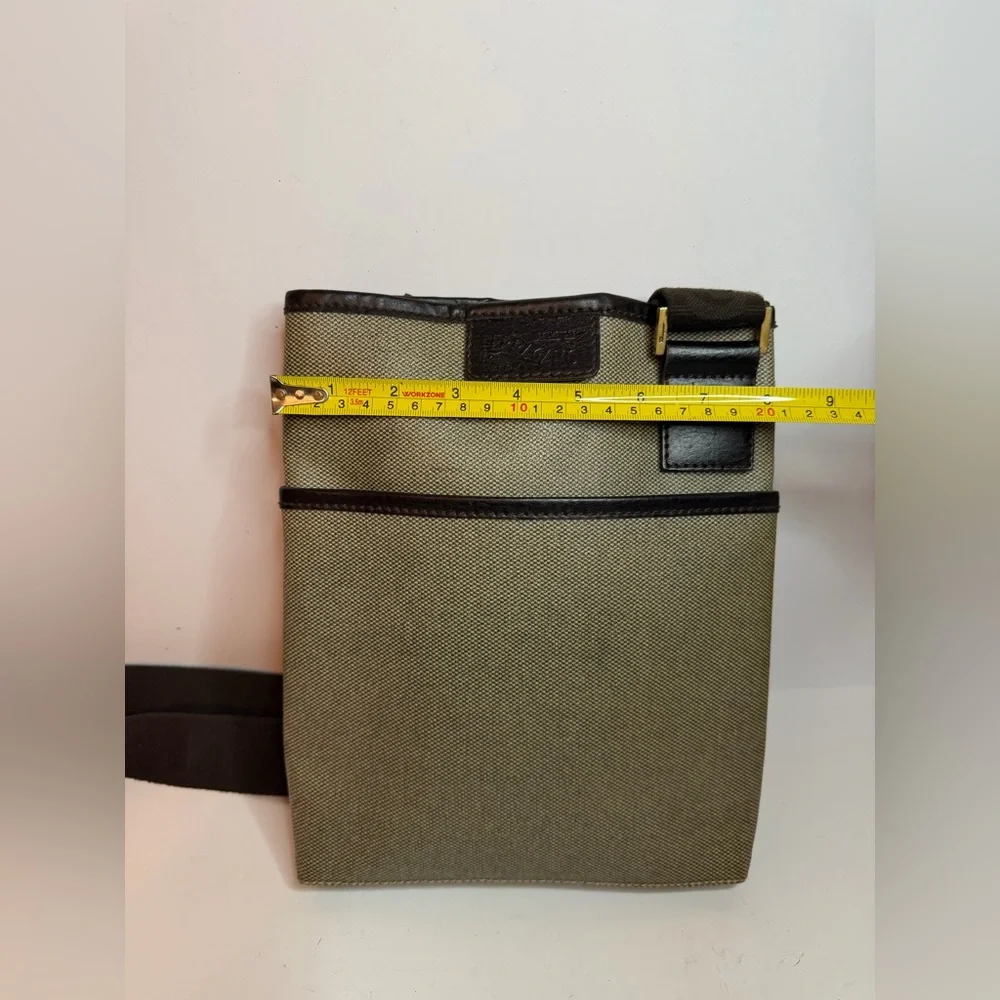 Salvatore Ferragamo Beige/Brown Canvas Crossbody Bag with Leather Trim